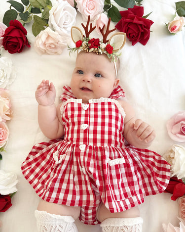 Picnic Red Baby Girl Gingham Romper