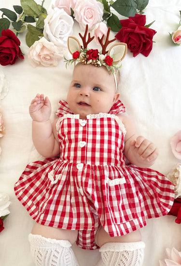 Picnic Red Baby Girl Gingham Romper