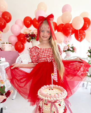 Cherry Pie Red Girls Gingham Dress