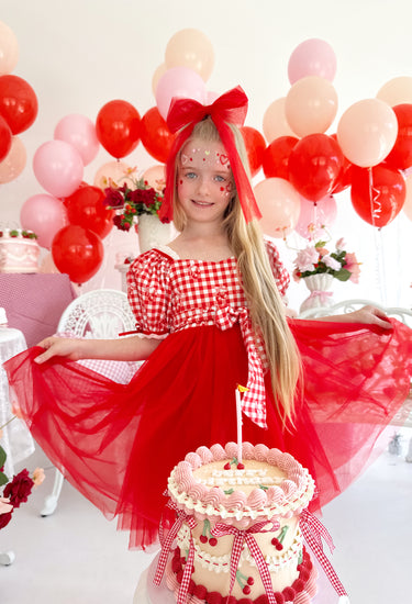 Cherry Pie Red Girls Gingham Dress
