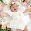 Clementine Matte White Organza Baby Girl Romper