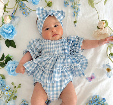 Ella Blue Gingham Romper