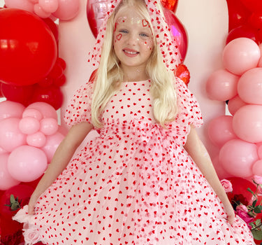 Sweetheart Pink Heart Girls Party Dress