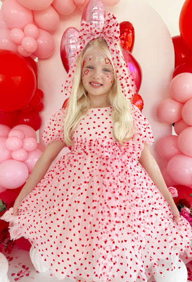 Sweetheart Pink Heart Girls Party Dress