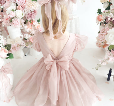 Alette Matte Blush Rose Pink Organza Flower Girl Dress
