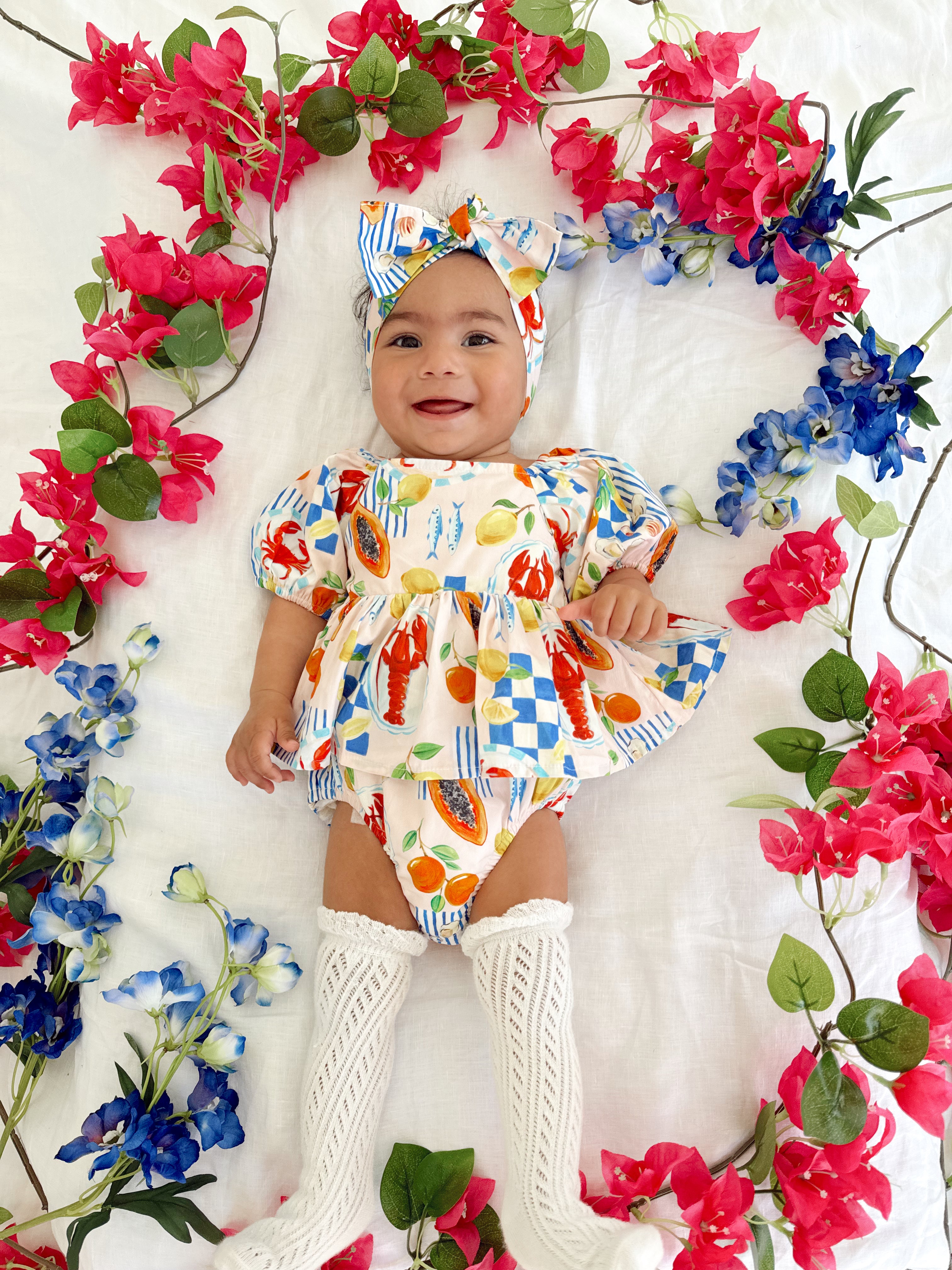 Baby Girls Roker Euro Summer Baby Girls Floral Dress Romper - Luxe Girls Clothes ...