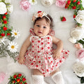 Strawberry Sweetheart Baby Girl Red Floral Romper