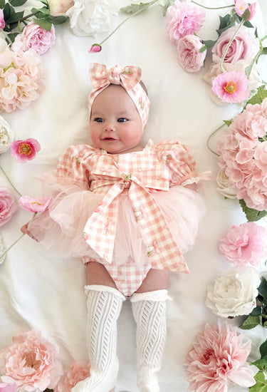 Strawberry Pink Gingham Baby Girl Hair Accessories