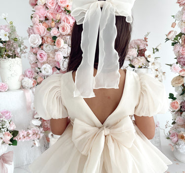 Clementine Matte Cream Organza Baby Girl Romper