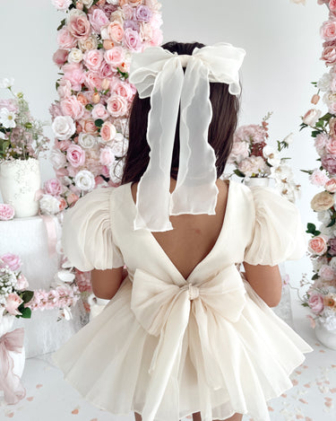 Clementine Matte Cream Organza Baby Girl Romper