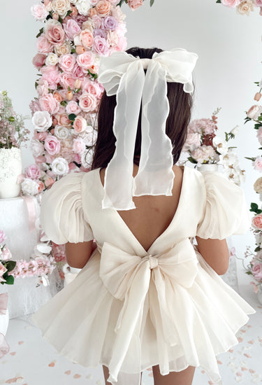 Clementine Matte Cream Organza Baby Girl Romper