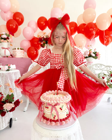 Cherry Pie Red Girls Gingham Dress