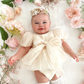 Clementine Matte Cream Organza Baby Girl Romper