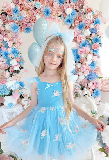 Afina Blue Tulle Girls Hair Bow