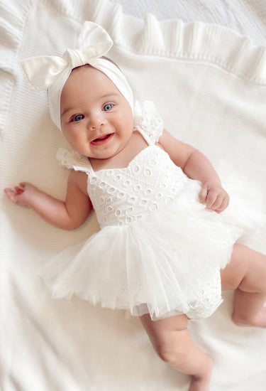 Trixie Belle White Tutu Baby Girl Romper