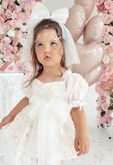 White Blossom Tulle Baby Girl Bow