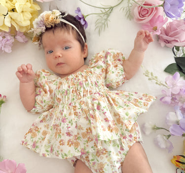 Clara Blossom Baby Girl Floral Romper