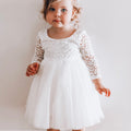 Girls Giselle White Lace Back Flower Girl Dress