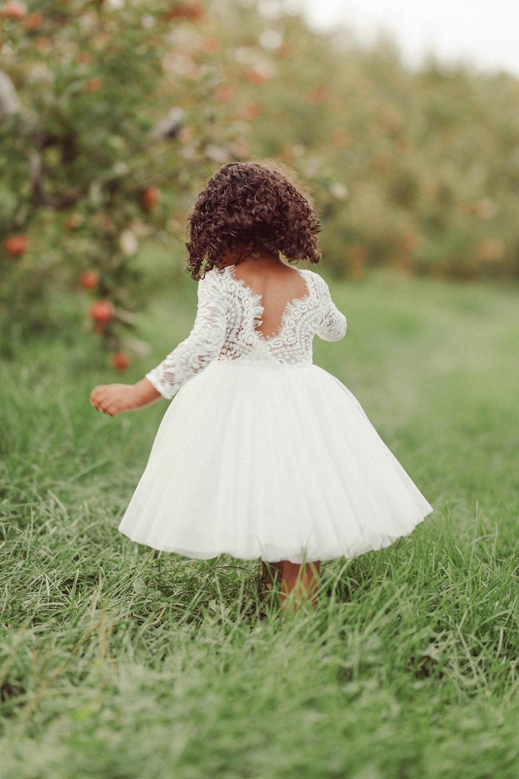 Giselle White Flower Girls Dress