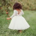 Girls Giselle White Lace Back Flower Girl Dress