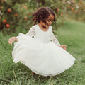 Girls Giselle White Lace Back Flower Girl Dress