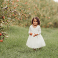 Girls Giselle White Lace Back Flower Girl Dress