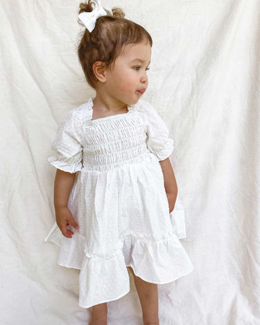 Lila Milk Puffed Sleeve Dress
