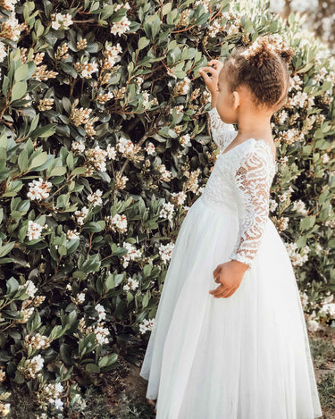 Swan White Flower Girl Lace Dress Special Occasion Wear