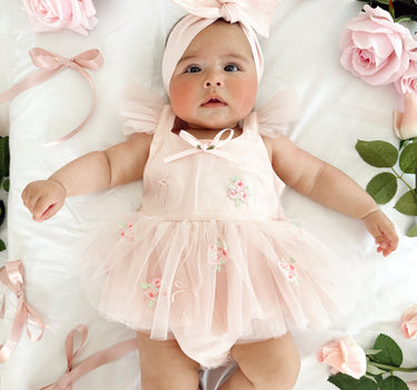 Belle Bow Perfect Pink Baby Girl Romper