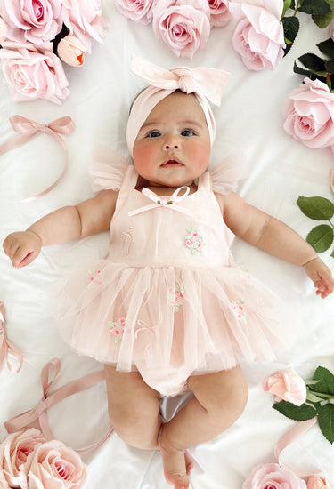 Belle Bow Perfect Pink Baby Girl Romper