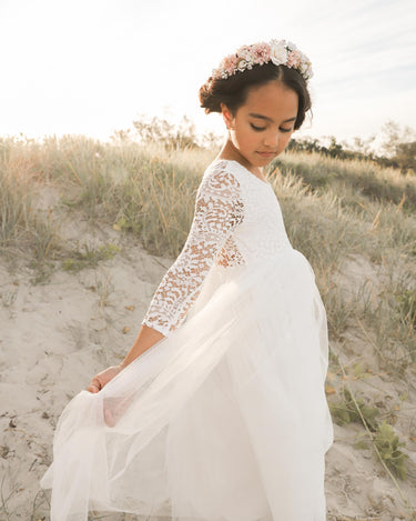 Swan White Flower Girl Lace Dress Special Occasion Wear