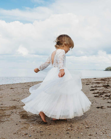 Swan White Flower Girl Lace Dress Special Occasion Wear