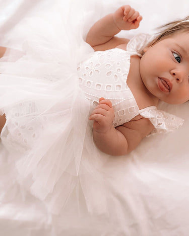 Trixie Belle White Broderie Anglaise Tutu Romper