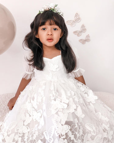 Margot White Flower Girl Embroidered Tulle Dress - Special Occasion Arabella & Rose Margot White Flower Girl Embroidered Tulle Dress - Special Occasion Arabella & Rose