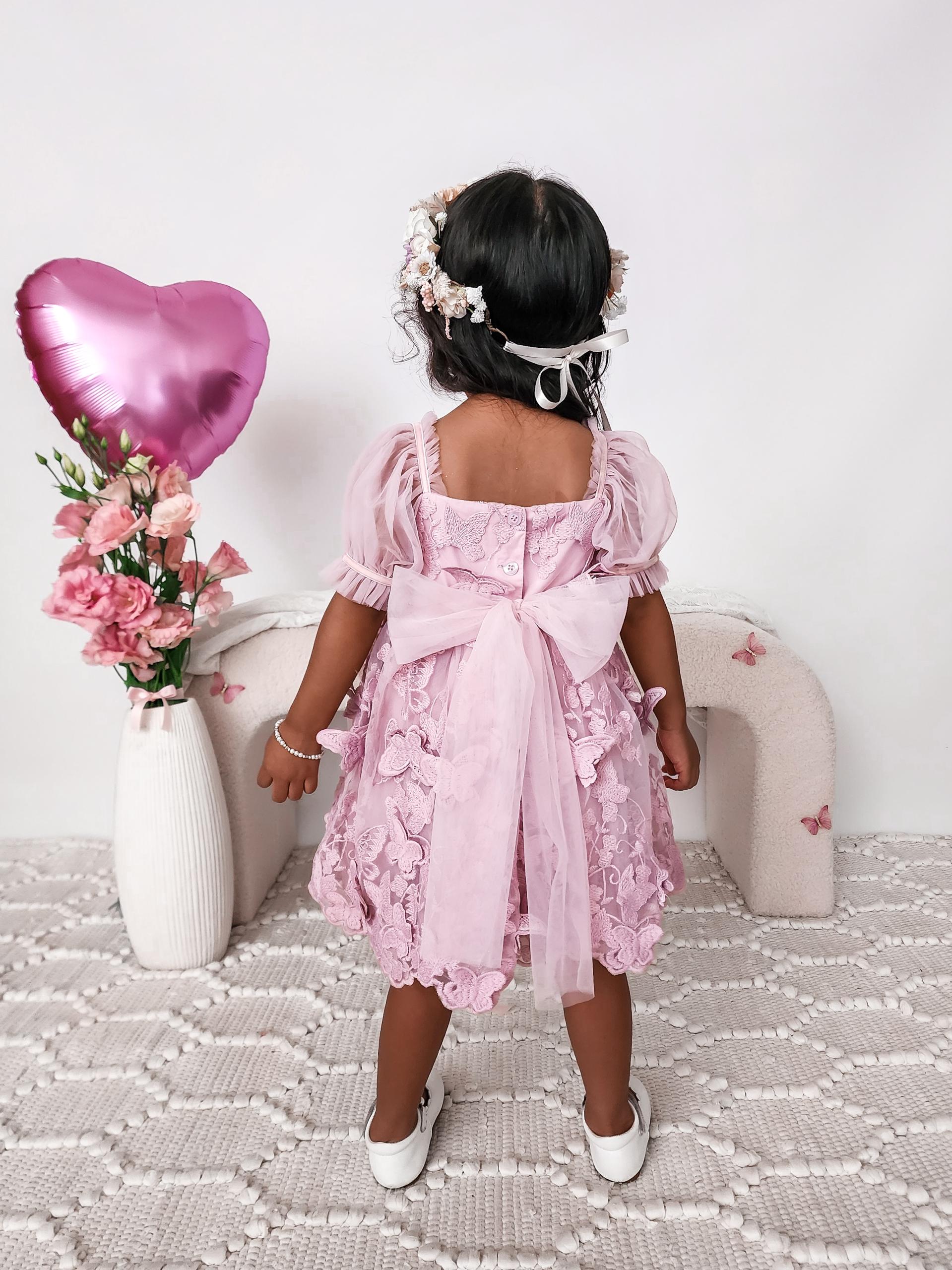 Margot Dusty Rose Pink Girls Party Dress
