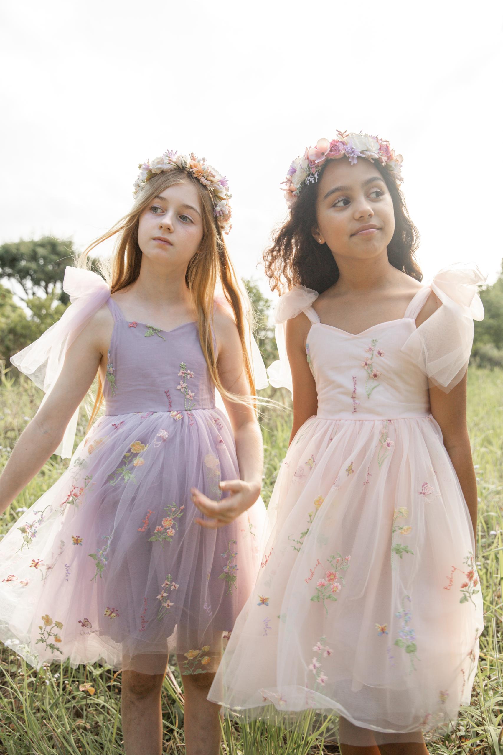 Enchanted Rose Heavenly Pink Girls Tulle Party Dress