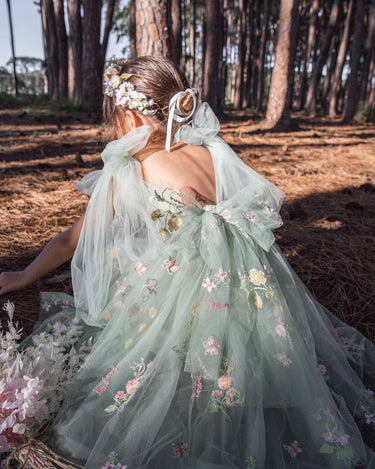 Enchanted Rose Forest Green Girls Tulle Party Dress - Special Occasion Wear 3 Enchanted Rose Forest Green Girls Tulle Party Dress - Special Occasion Wear 3