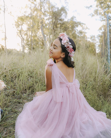 English Rose Dusty Rose Pink Flower Girl Tulle Dress Special