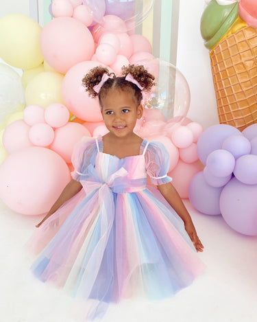 Unicorn Party Girls Rainbow Tulle Dress – Arabella Rose