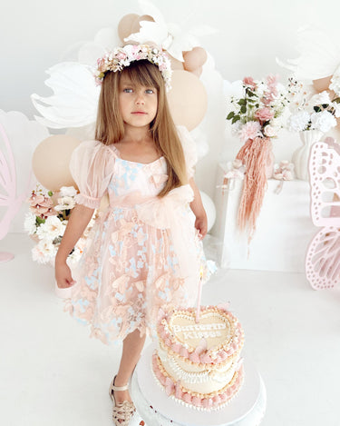 Margot Peach Rose Girls Party Embroidered Tulle Dress - Special Occasion Arabella & Rose Margot Peach Rose Girls Party Embroidered Tulle Dress - Special Occasion Arabella & Rose