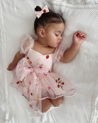 Infant Rose Newborn Outfit Strawberry Fields Pink Baby Girl Tulle