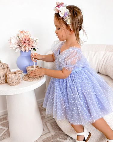 Swiss Dot Gardenia Dress - Periwinkle