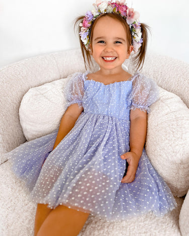 Swiss Dot Gardenia Dress - Periwinkle