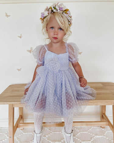 Swiss Dot Gardenia Dress - Periwinkle