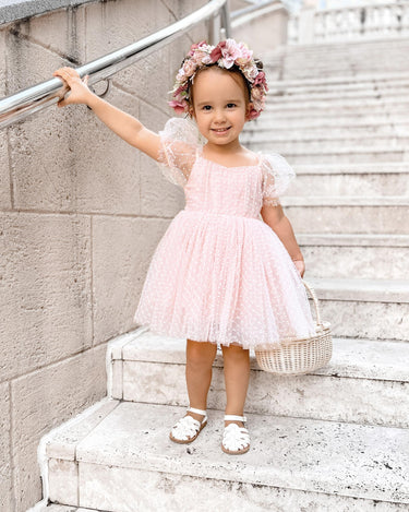 triple frill dress in pink gardenia AFRM Trista Dress