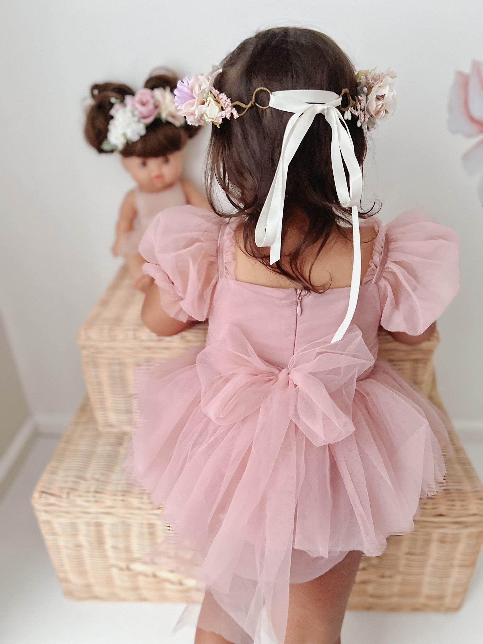 Flower Rumpers Dusty Rose Flower Fairy Baby Girl Pink Tulle Dress Romper - Special ...