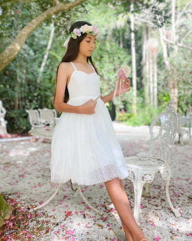 Pixie White Flower Girl Tulle Dress Special Occasion Wear