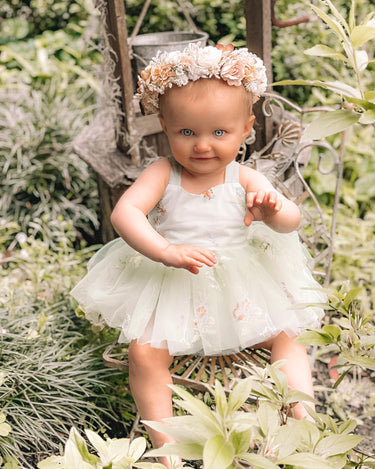 Sugar Plum Forest Green Baby Girl Tulle Dress Romper - Special Occasion Wear Arabella & Rose Sugar Plum Forest Green Baby Girl Tulle Dress Romper - Special Occasion Wear Arabella & Rose