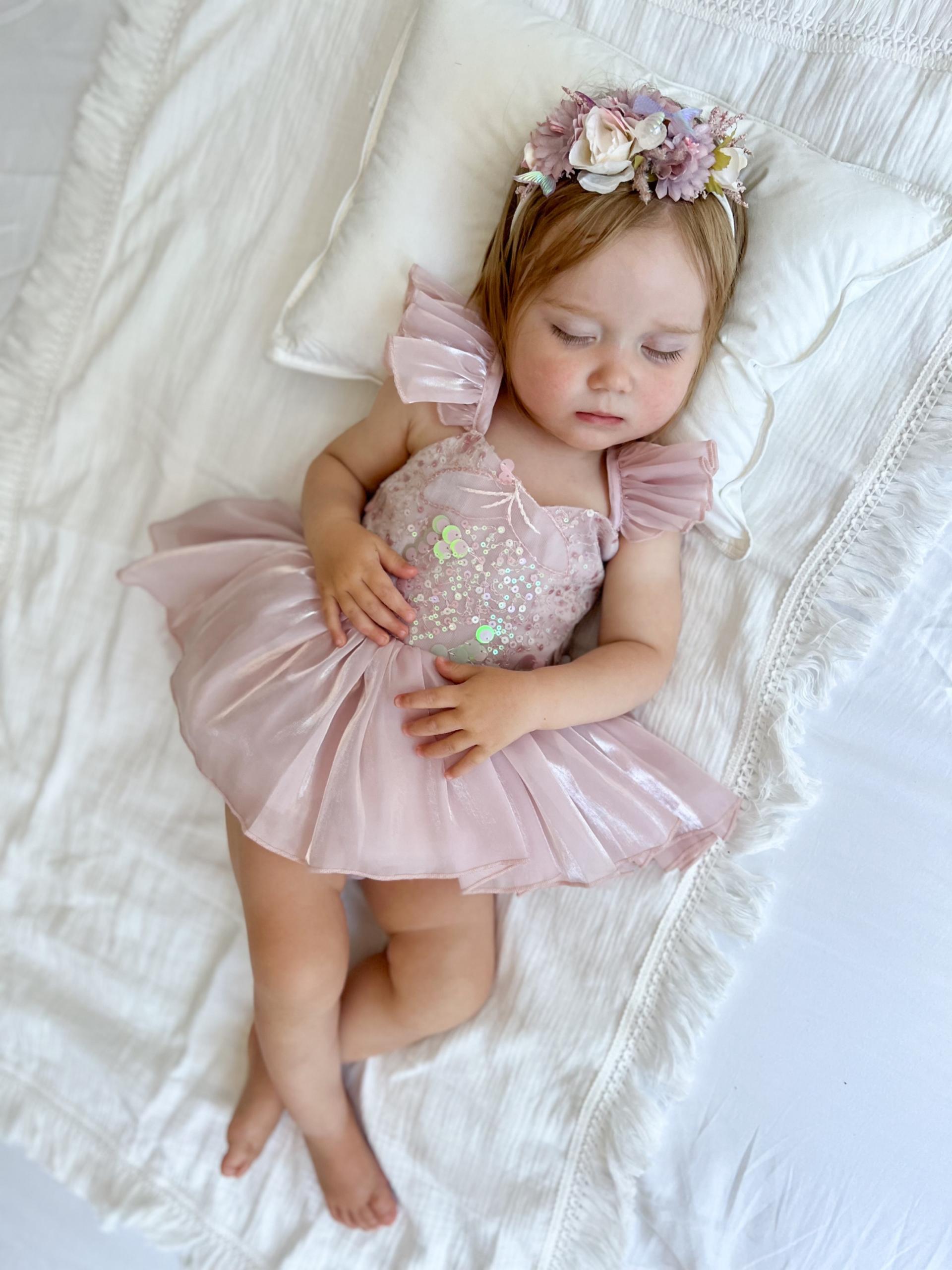 Pearl Pink Stretch Baby Girls Flower Crown – Arabella Rose