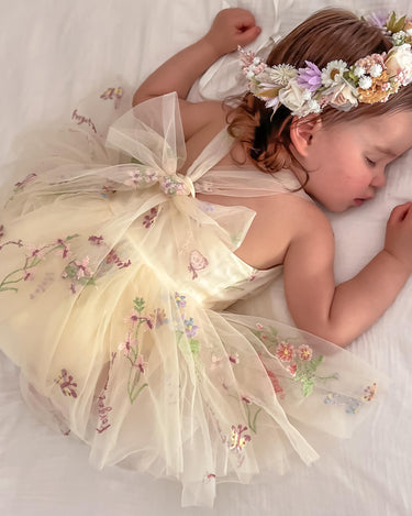 Sugar Plum Lemon Baby Girl Tulle Dress Romper Special Occasion